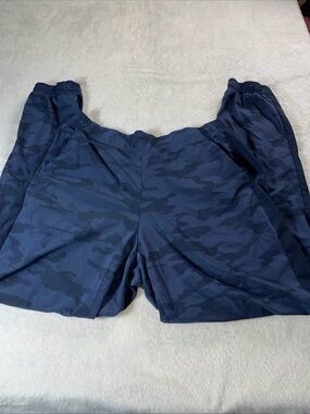 Athleta Brooklyn Jogger Pants Blue Camo Sz 16 Tall Style 982553-00 Travel Gym